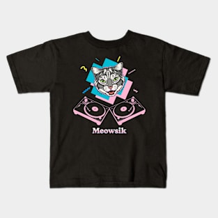 Retro Meowsik-Cat and Music lovers- Kids T-Shirt